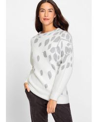 Olsen - Long Sleeve Plush Pattern Boat Neck Sweater - Lyst
