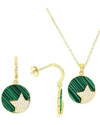 Macy's - 2-pc. Set Lab-grown Malachite & Cubic Zirconia Star Circle Pendant Necklace & Matching Drop Earrings - Lyst