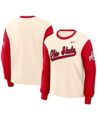 Nike - Natural/scarlet Ohio State Buckeyes Color Block Boxy Long Sleeve T-shirt - Lyst
