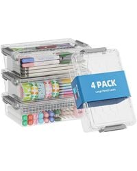 Gnuadz - 4 Pack Plastic Pencil Case Clear Stackable Organizer Art Supply Storage Box Colorful - Lyst