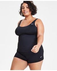 Nike - Plus Size Solid Essential Scoop Neck Tankini Top Kick Swim Shorts - Lyst
