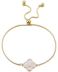 Adornia - Gold Mother Of Pearl Initial Clover Bolo Bracelet - Lyst