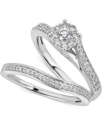 Macy's - Diamond Halo & Pave Bridal Set (1/2 Ct. T.w. - Lyst