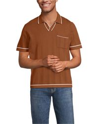 Lands' End - Short Sleeve Textured Tipped Sweater Polo - Lyst