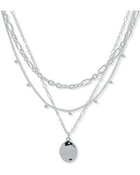 Nine West - 17" Multi Row Wavy Textured Necklace Silver Tone - Lyst
