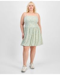 Derek Heart - Trendy Plus Size Smocked Floral Bubble-hem Dress - Lyst