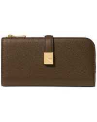 Kate Spade - Deco Pebbled Leather Zip Slim Wallet - Lyst