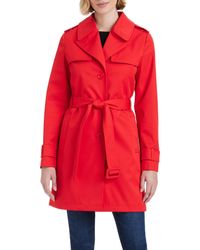 Kate Spade - Short Single-breasted Pleated Back Trench Coat - Lyst