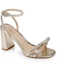 Badgley Mischka - Hillary Bow Detail Block Heel Evening Sandals - Lyst