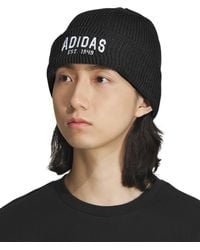 adidas - Foundation Embroidered Logo Ribbed-knit Beanie - Lyst