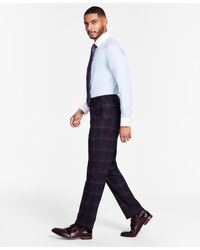 Tayion Collection - Classic-fit Navy & Burgundy Plaid Suit Separates Pants - Lyst