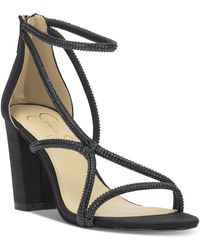 Jessica Simpson - Shiny Rhinestone Block-heel Dress Sandals - Lyst