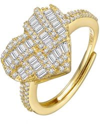 Genevive Jewelry - Sterling Silver 14k Plated Cubic Zirconia Puffed Heart Ring - Lyst