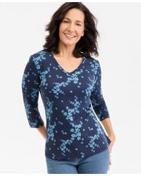 Style & Co. - Printed 3/4-sleeve V-neck Tee - Lyst