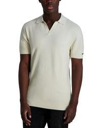 Karl Lagerfeld - Short Sleeve Textured Open Collar Polo Shirt - Lyst
