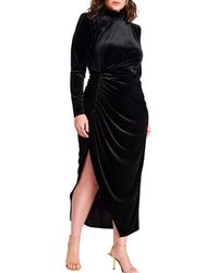 Eloquii - Plus Size Mock Neck Velvet Dress With Slit - Lyst