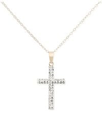 Macy's - Crystal Pave Cross 18" Pendant Necklace - Lyst