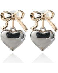 BCBGeneration - Silver Heart Drop Earrings - Lyst