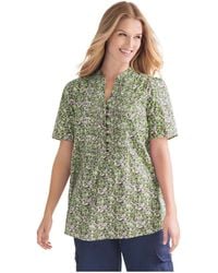 Woman Within - Plus Size Pintucked Half-button Tunic - Lyst