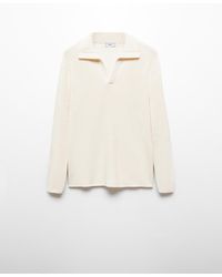 Mango - Knit Cotton Polo Shirt - Lyst