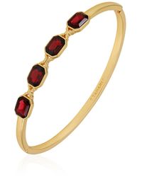 Tahari - Tone And Dark Red Glass Stone Hinge Bangle Bracelet - Lyst