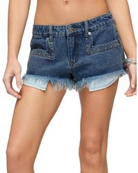 Edikted - Meshy Studded Denim Micro Shorts - Lyst