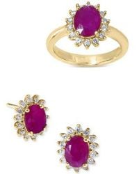 Effy - Effy Diamond Halo Ring Stud Earrings Collection In 14k Gold - Lyst