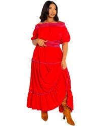 Buxom Couture - Plus Size Smocked Top And Skirt Two Piece Set - Lyst