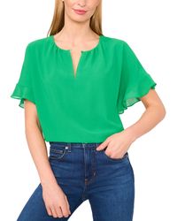 Cece - Short-sleeve Half Button Flowy Blouse - Lyst