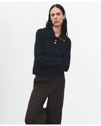 Mango - Ribbed Polo-neck Buttons Sweater - Lyst