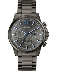 Guess - Quartz Gunmetal Stainless Steel Watch 44mm - Lyst