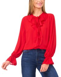 Cece - Long Sleeve Button-down Ruffle Top - Lyst