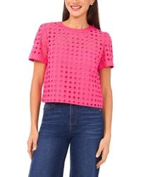 Cece - Short-sleeve Circle Eyelet Top - Lyst