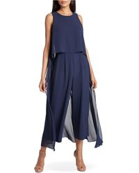tahari navy blue jumpsuit