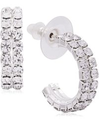 Link Up Link Up Double Row Diamante Hoop Earrings, 20mm - Metallic