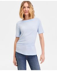 INC International Concepts - Short-sleeve Asymmetrical-hem Ruched Layering Top - Lyst