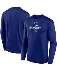 Nike - Royal Texas Rangers Authentic Collection Practice Performance Long Sleeve T-shirt - Lyst