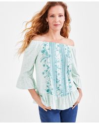 Style & Co. - Petite Embellished Convertible-neck Top - Lyst