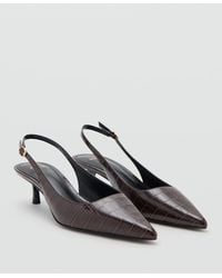 Mango - Croc-effect Pointed-toe Kitten-heel Slingback Pumps - Lyst