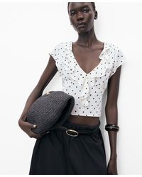 Mango - Ruffles Polka-dot Blouse - Lyst