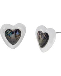 Robert Lee Morris - Faux Stone Abalone Gem Heart Stud Earrings - Lyst