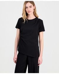 Anne Klein - Draped-front Short-sleeve Top - Lyst