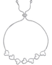 Macy's - Diamond Accent Open Heart Link Adjustable Bolo Bracelet - Lyst