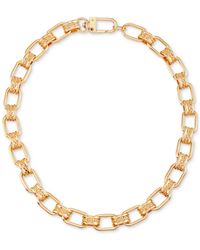 Guess - Gold-tone Color Oval Link Logo 18" Collar Necklace - Lyst