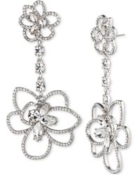 Givenchy - Silver-tone Pave & Crystal Flower Statement Earrings - Lyst