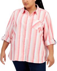 Tommy Hilfiger - Long Sleeve Roll-tab Top - Lyst