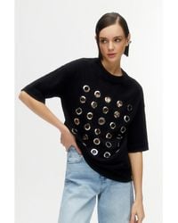 Nocturne - Metal Ring Detailed T-shirt - Lyst