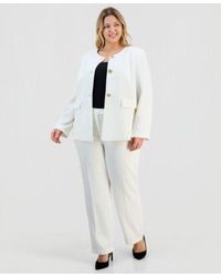 Kasper - Plus Size Stretch Crepe Button Front Jacket Straight Leg Pants - Lyst