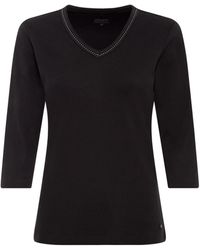 Olsen - 100% Organic Cotton 3/4 Sleeve Embellished V-neck T-shirt - Lyst