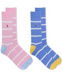 Polo Ralph Lauren - 2-pk. Stripe Socks W. Multi Color Pony - Lyst